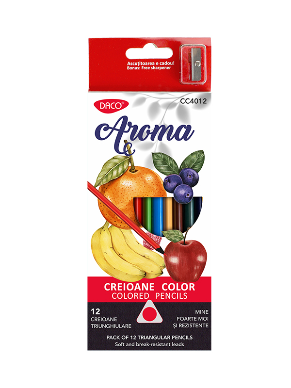 Creion color 12 culori parfumate Aroma DACO