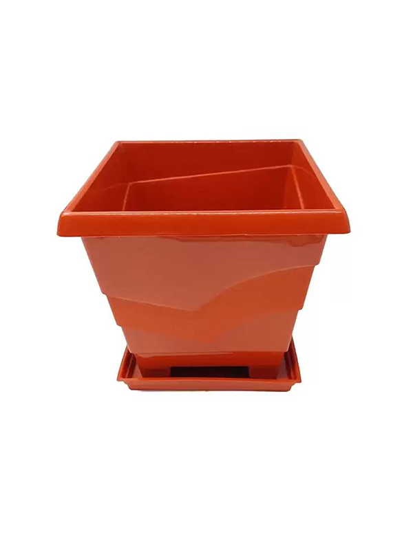 Ghiveci patrat cu farfurie 20x20 cm, h18 cm, 3 litri