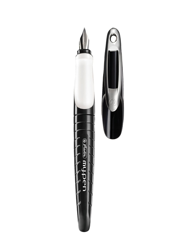 Stilou my.pen, penita L pentru stangaci, negru/alb, blister