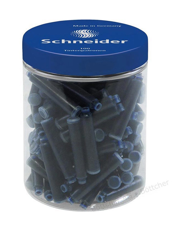 Patroane SCHNEIDER, 100buc/borcan cu capac plastic - cerneala albastru royal