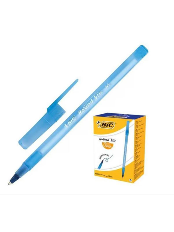 Pix Bic Round Stic Simply, transparent, albastru, 1mm, 16cm