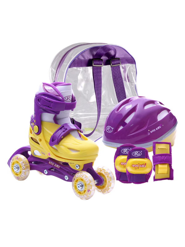 Set role reglabile RCO, cu pozitionarea multipla a rotilor, Mov/Galben